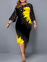 Plus Size Elegant Print Pencil Dress