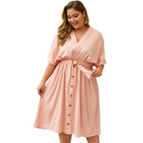 Plus Size Dress Full Sleeve V Neck