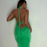 Open Back Slim Cami Strap Long Dresses