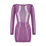 See-Through O-neck Long Sleeve Dress