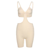 Hollow Out Spaghetti Strap Bodysuits