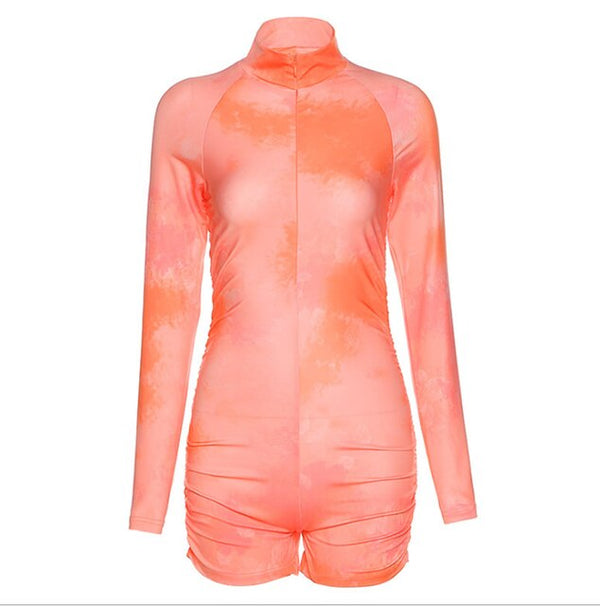 Sexy Tie Dye Ruched Bodysuit